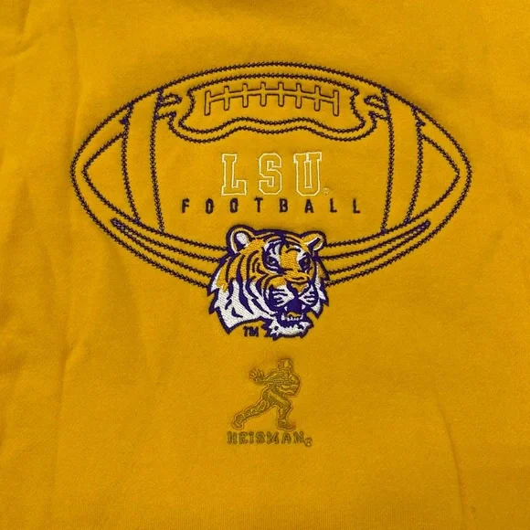 Reebok LSU Tigers Football Heisman Hoodie w/ Pouch Pocket 2XL Yellow - Picture 4 of 5
